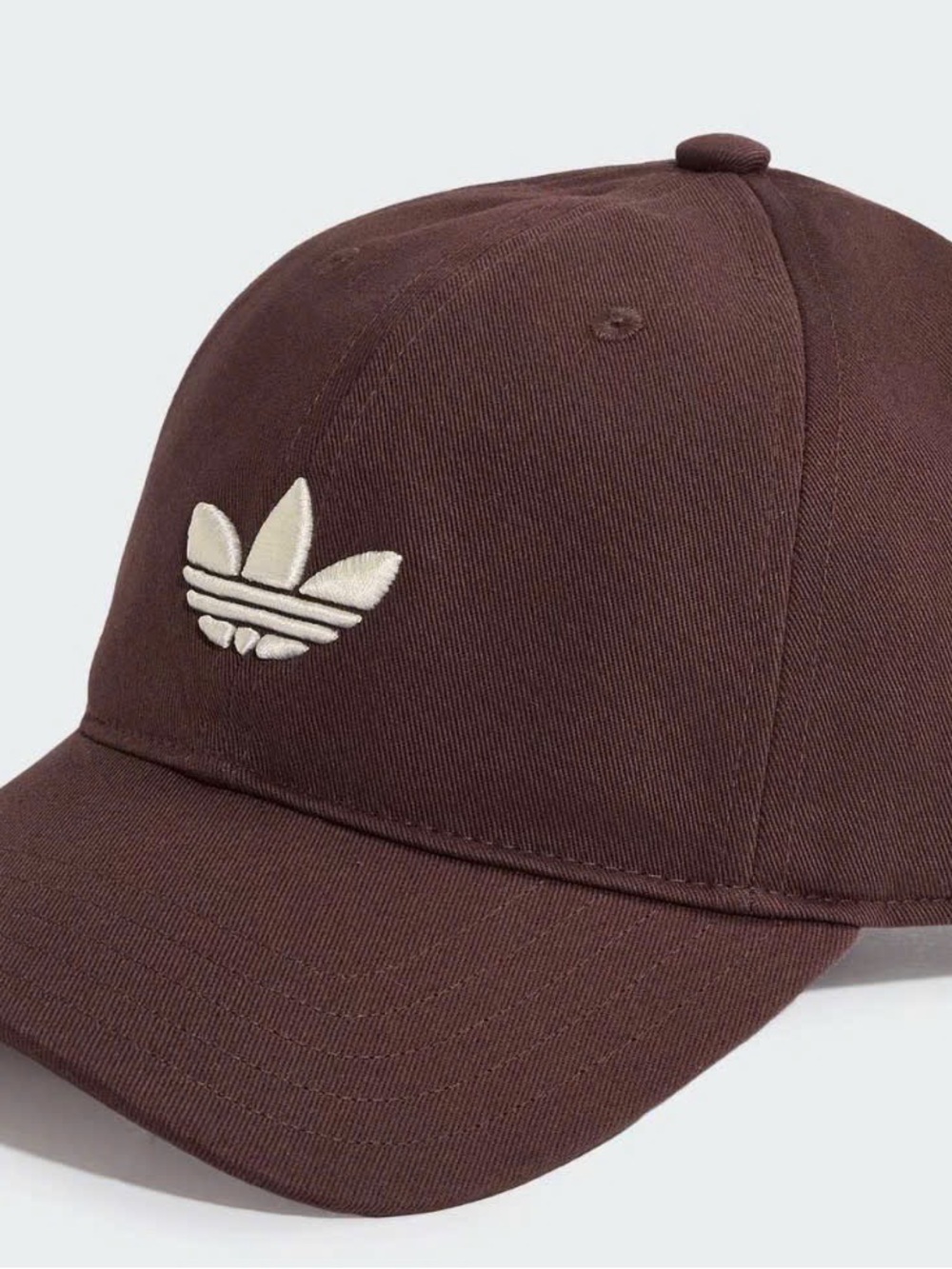 adidas Brown Baseball Cap with Cream Trefoil